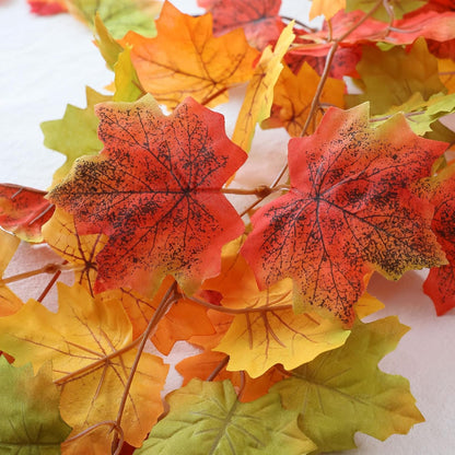Mizii Fall Decor 5 Packs 390" Artificial Maples Vines Garland Fake Vine Fall Garland Silk Maple Leaves Faux Hanging Plants for Thanksgiving Porch Mantle Fireplace Farmhouse Harvest Decorations (Maple)
