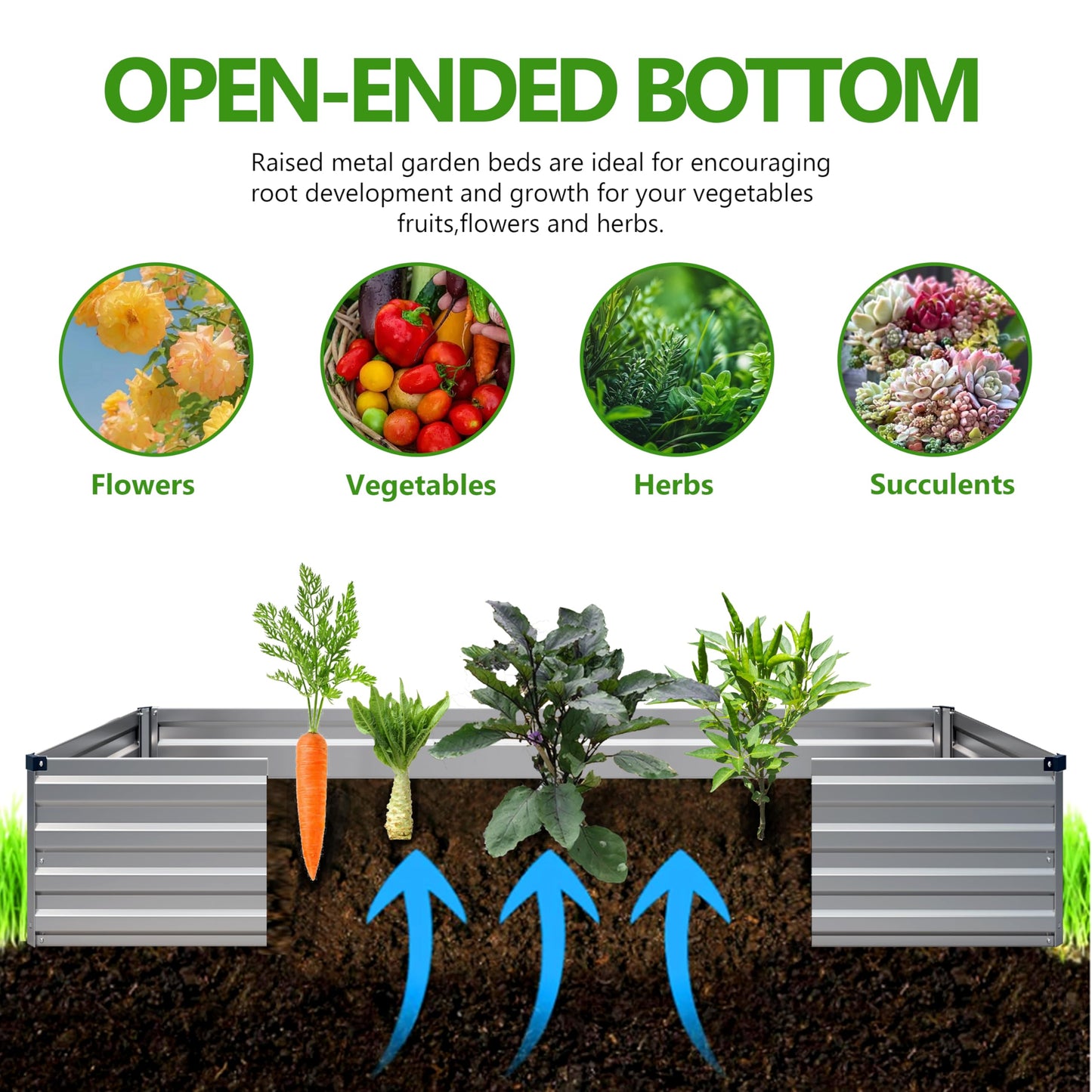 Easllre 2PCS 7x3x1ft Galvanized Raised Garden Bed,Outdoor Planter Box Metal Patio Kit Planting Bed