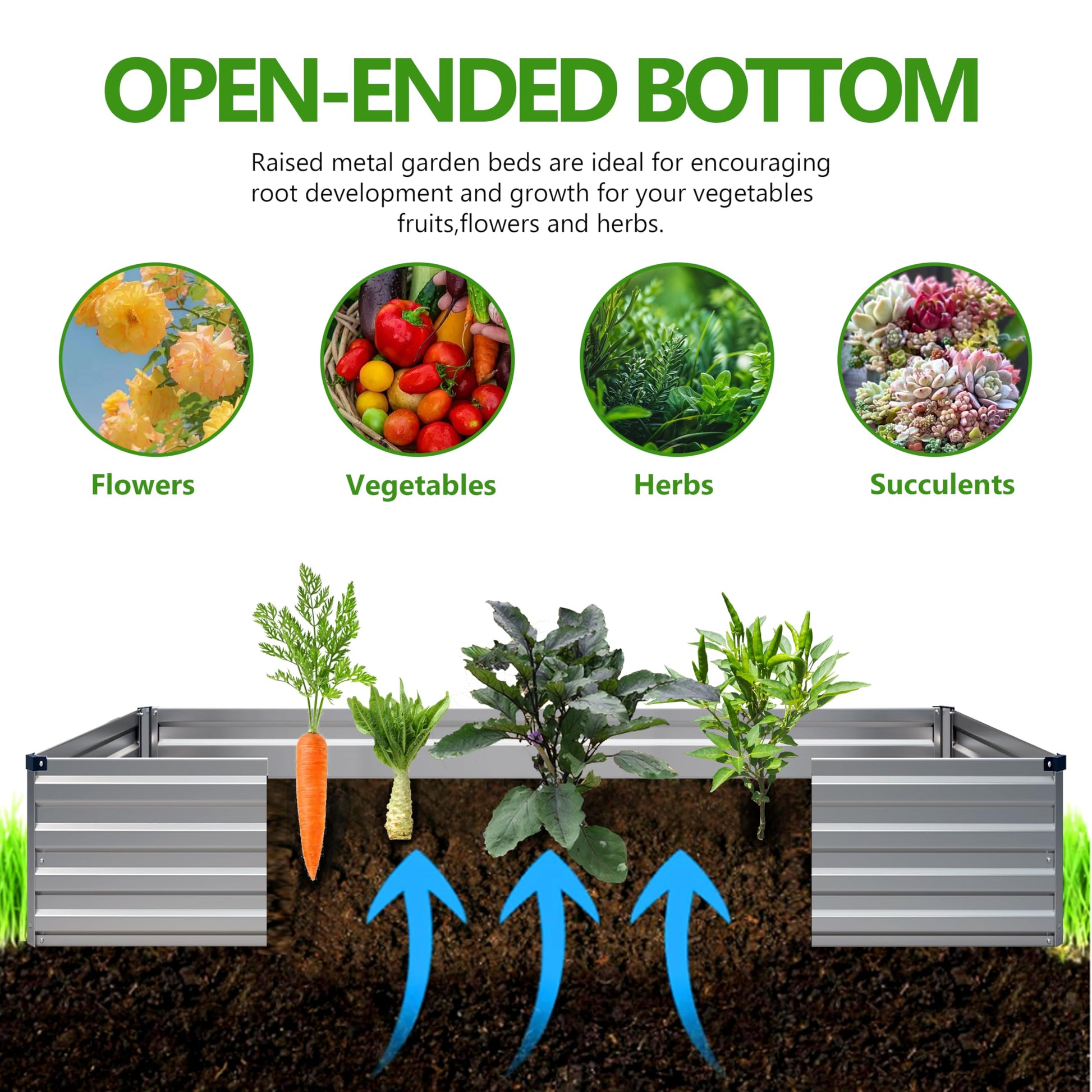 Easllre 2PCS 7x3x1ft Galvanized Raised Garden Bed,Outdoor Planter Box Metal Patio Kit Planting Bed