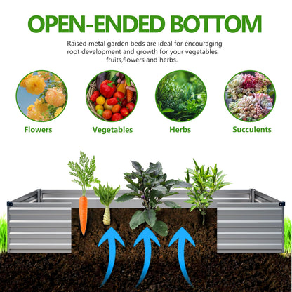 Easllre 2PCS 7x3x1ft Galvanized Raised Garden Bed,Outdoor Planter Box Metal Patio Kit Planting Bed