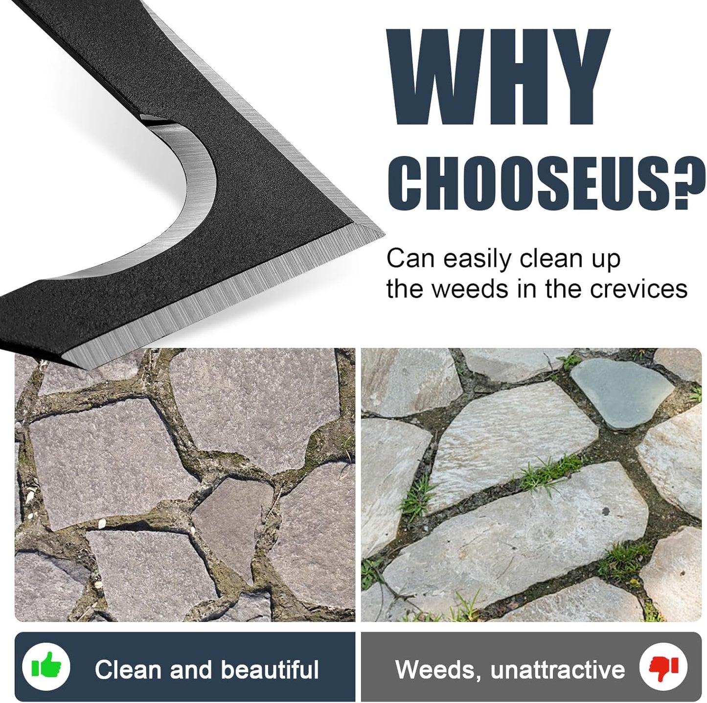 29" Long Handle Crack Weeder, Manual Crevice Weeding Tool Weed Puller for Sidewalk Paver Deck Boards, Gardening Tool for Removing Grass and Weeds from Deck Garden and Wall Crevices