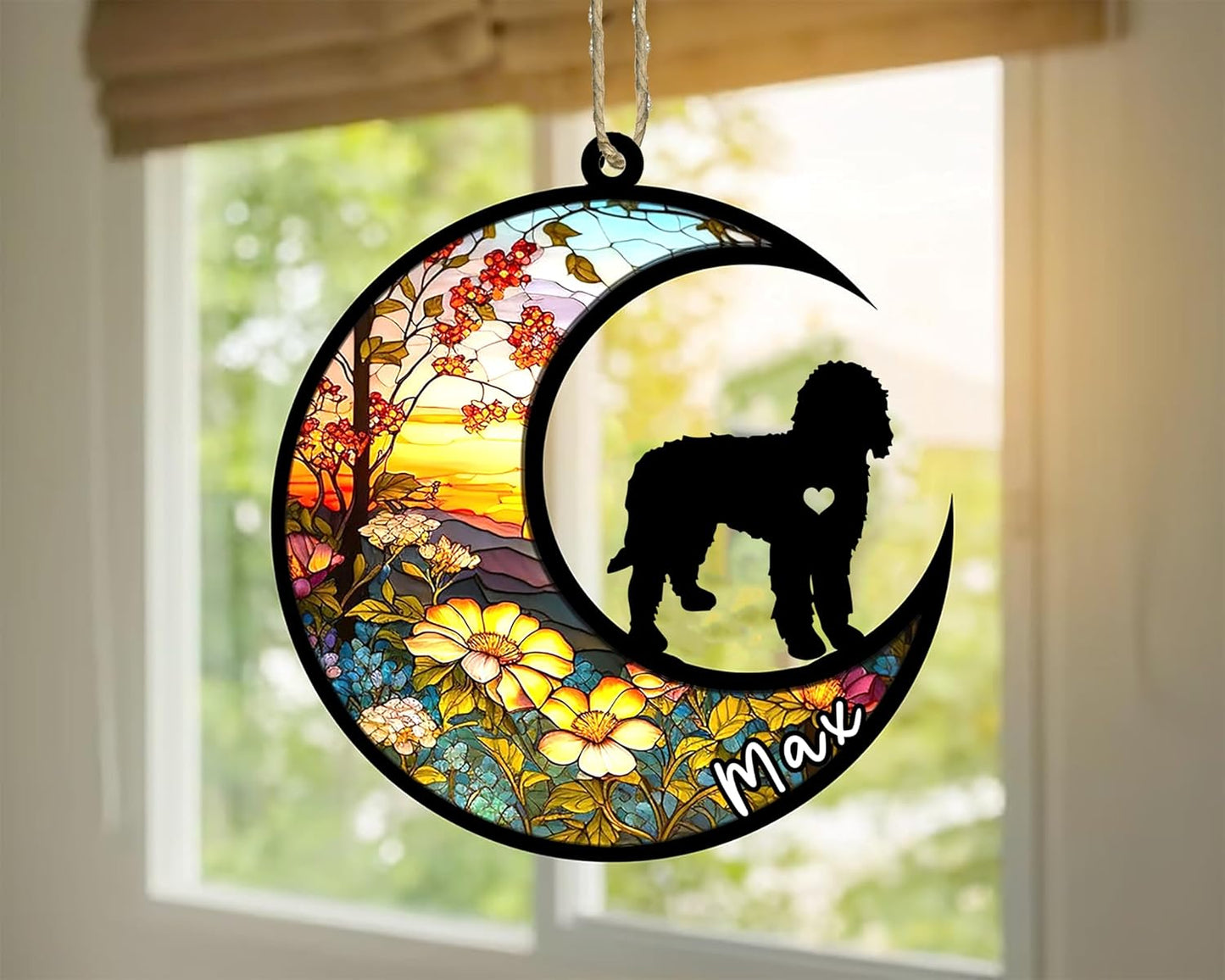 Personalized Dog Memorial, Custom Name Labradoodle Dog Christmas Ornament with Name, Custom Breeds, Pet Loss Light Catcher, Gifts for Lovers Loss of Pet Sympathy on Mothers Day Christmas