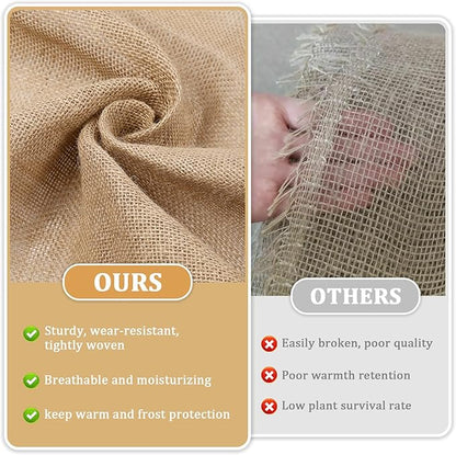 Riare 15 Feet x 40 Inch Natural Burlap Plant Covers Freeze Protection- High Density Jute Burlap Winter Plant Blankets Frost, Winter Frost Cloth for Outdoor Plants Trees Shrubs Winter Frost Protection