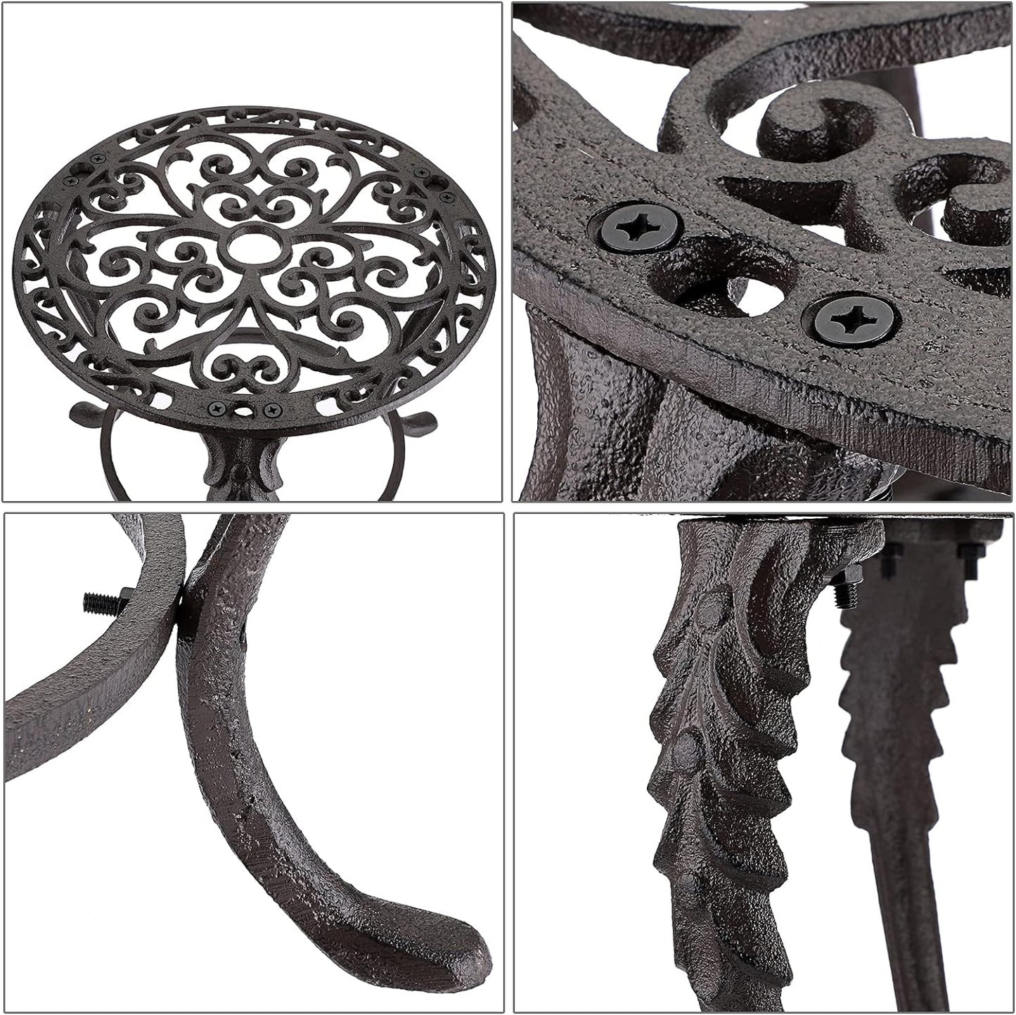 OwnMy Heavy Duty Cast Iron Plant Stand Vintage Iron Flower Pot Holder, Rustic Decorative Round Potted Plant Stand Rack, Indoor Outdoor Metal Plant Holder for Home Garden