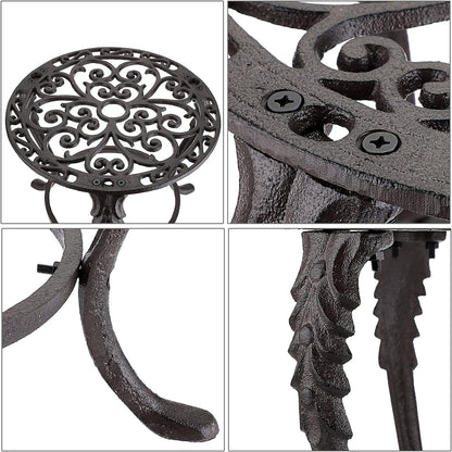 OwnMy Heavy Duty Cast Iron Plant Stand Vintage Iron Flower Pot Holder, Rustic Decorative Round Potted Plant Stand Rack, Indoor Outdoor Metal Plant Holder for Home Garden