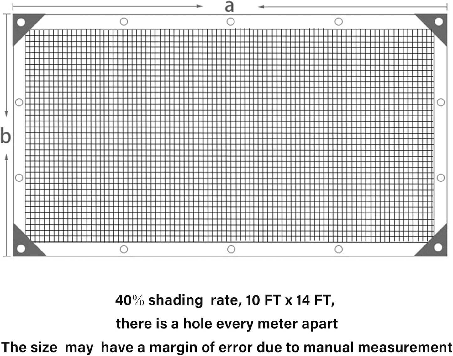 winemana 40% Black Shade Cloth, Edge with Buttonhole, Resistant Garden Shade Cloth with Taped Edge for Plants Greenhouse Swimming Pool (10 FT x 14 FT)