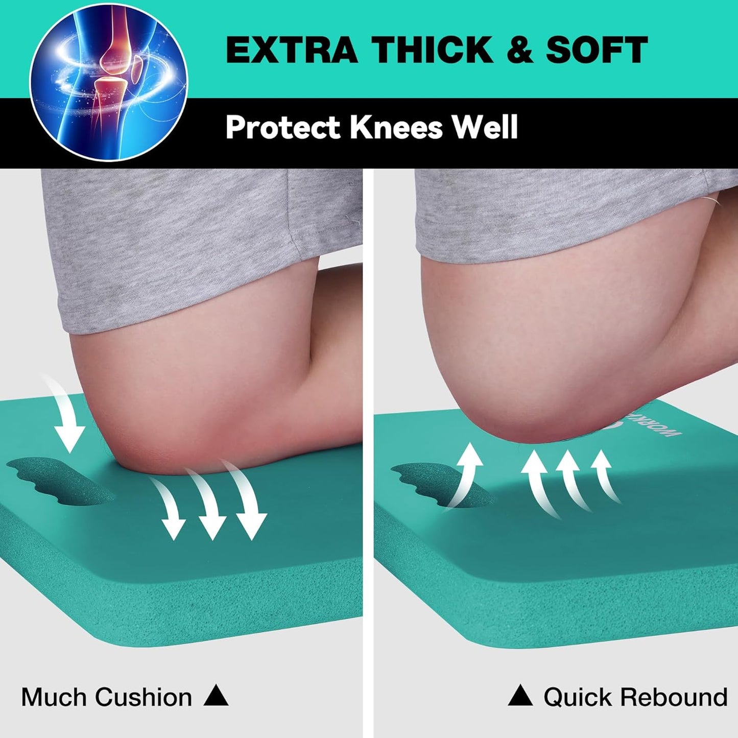 WORKPRO Extra Thick Kneeling Pad, Soft Foam Cushioning for Knee, Large Foam Kneeler Mat for Gardening, Bathing Baby, Workout Supplies, 17.5 x 11 x 1.5 in, Robin's egg Blue