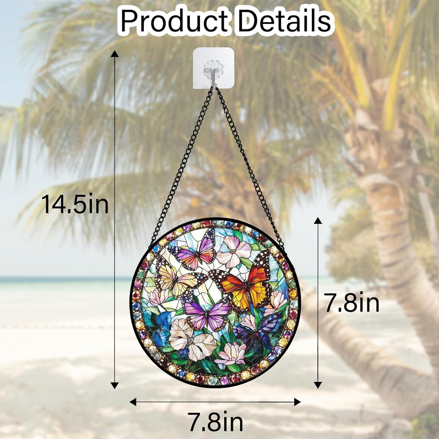 Stained Glass Window Hanging, Colorful Butterfly Suncatcher for Doors Home Sun Catchers Decoration and Christmas, Mother's Day Birthday Gifts for Women, Men, and Mom 7.8 in