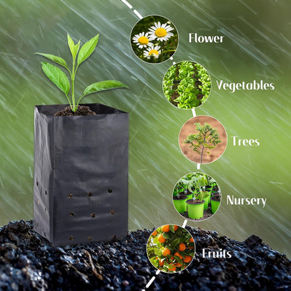 100 Pcs Nursery Growing Bags Seedling Starter Bags with 30 Plant Labels & 2 Mini Watering Sprinklers,Plant Grow Bags Plants Pots Plastic Pouches for Garden Trees,Flowers, Vegetable(8.8x5.3x4.7 Inch)