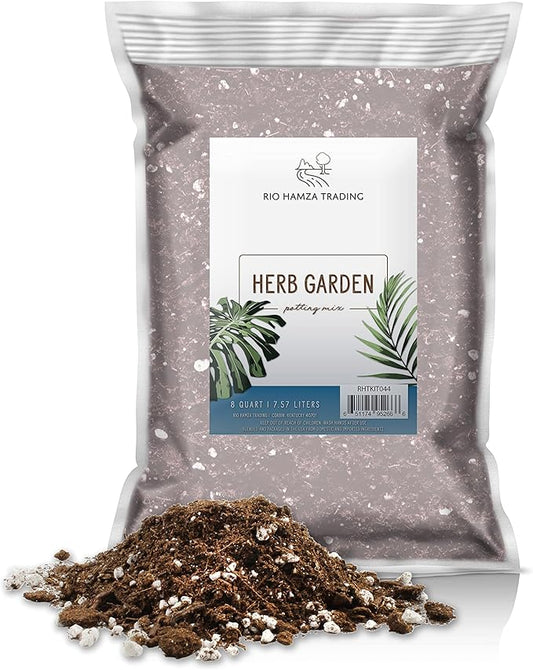 Indoor Herb Planter Potting Mix (8 Quarts), Culinary Herb Potting Soil Mix for Container Gardening