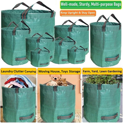 Professional 3-Pack 80 Gallons Lawn Garden Bag Leaf Waste Bags (D26, H33 inches) with Coated Gardening Gloves,Reuseable Heavy Duty Patio Bags,Grass Pool Bags,Home Yard Trash Bags with 4 Handles