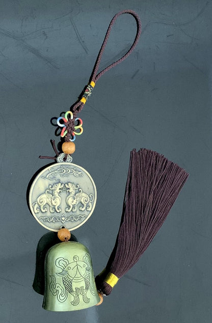 Traditional Lucky Feng Shui Wind Chime Bell Hanging Ornament Decoration for Protection Success Peace and Wealth (Pi Yao)