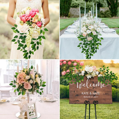 GTIDEA 36PCS Artificial Ficus Leaves Branches Faux Ficus Tree Branches Artificial Greenery Stems Silk Floral Arrangement for Benjamina Tree DIY Wedding Bouquet Summer Wreath Wall Decor (24.04 Inch)