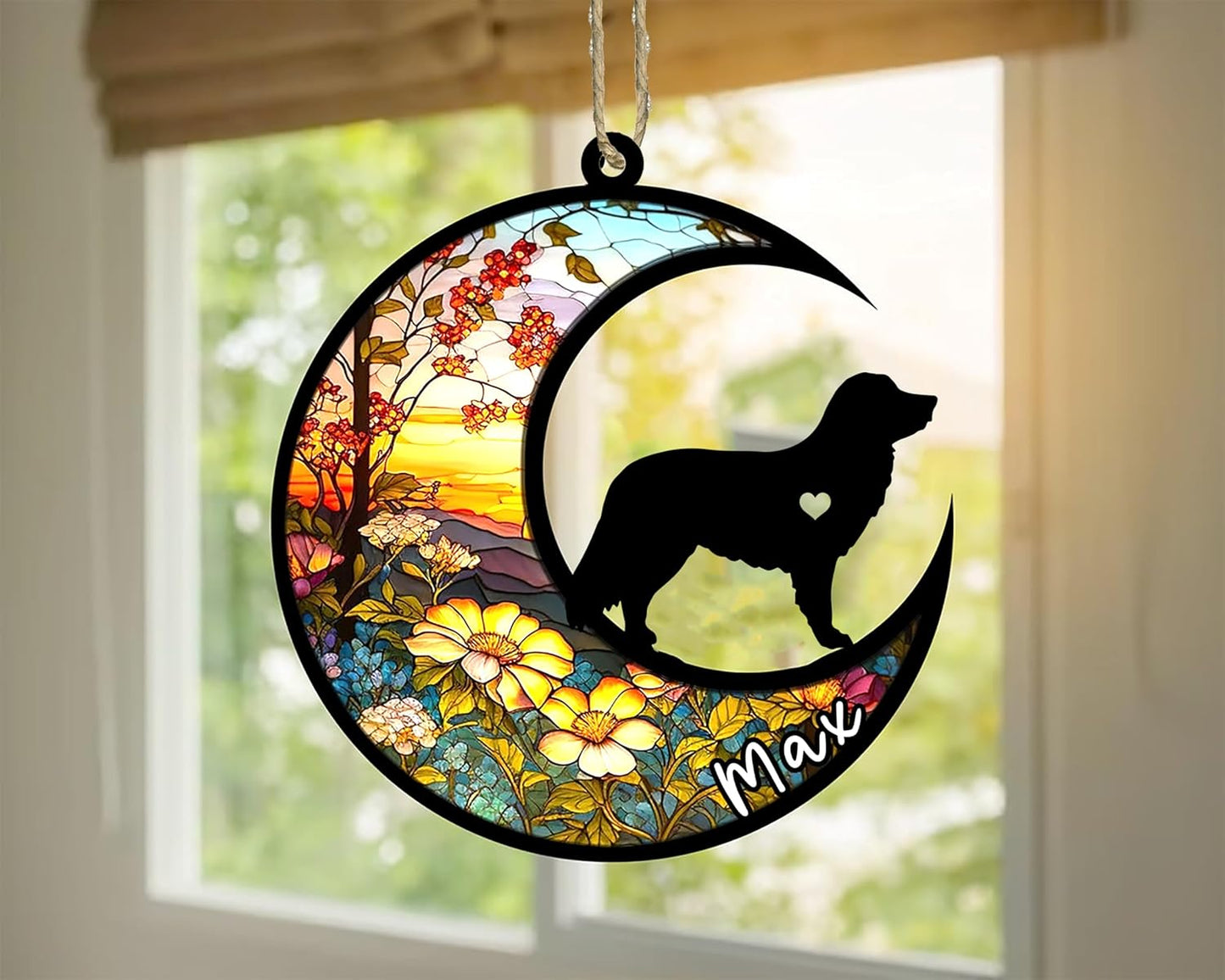 Personalized Dog Memorial, Custom Name Nova Scotia Retriever Dog Christmas Ornament with Name, Custom Breeds, Pet Loss Light Catcher, Gifts for Lovers Loss of Pet Sympathy on Mothers Day Christmas