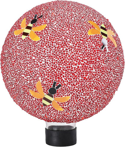 VCUTEKA Gazing Ball, 8" Glass Gazing Balls Sphere for Garden Lawn Outdoor Ornament Yard Decorative, Bee
