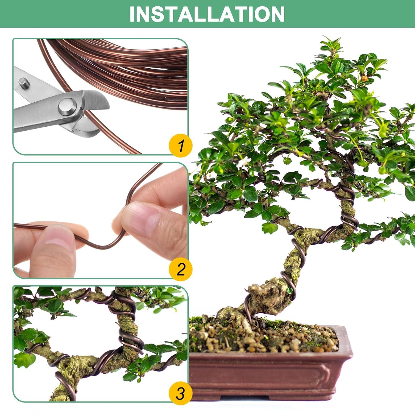 2-Rolls 2.5mm Bonsai Training Wire, 32.8 Feet Total Anodized Aluminum Bonsai Wires for Bonsai Tree Shaping/Branches Fixing/Trunk Holding/DIY Crafting [16.4ft Each, Silver]