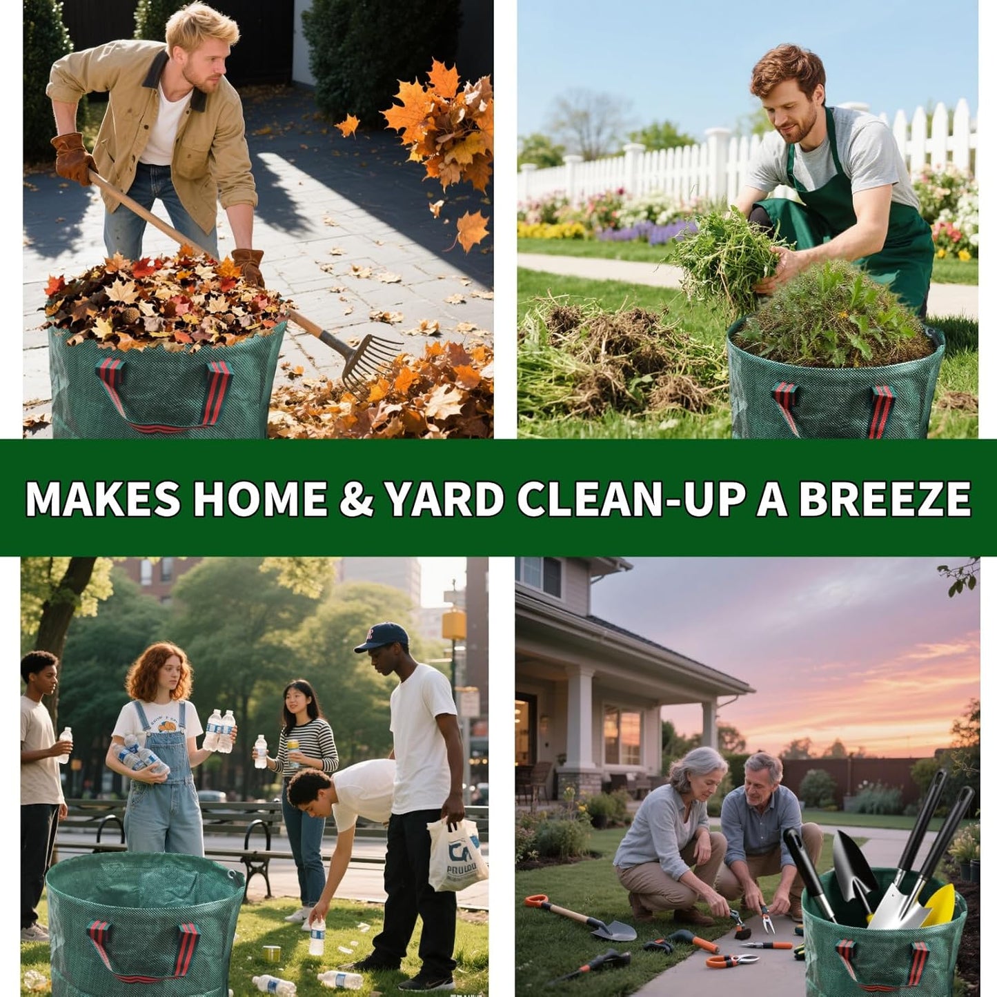 Yard Waste Bags 2 Pack 16 Gallon/72 Gallon Reusable Heavy Duty Leaf & Lawn Bags with 2 Handles for Leaves Grass Garden Debris (2x72 Gallons)