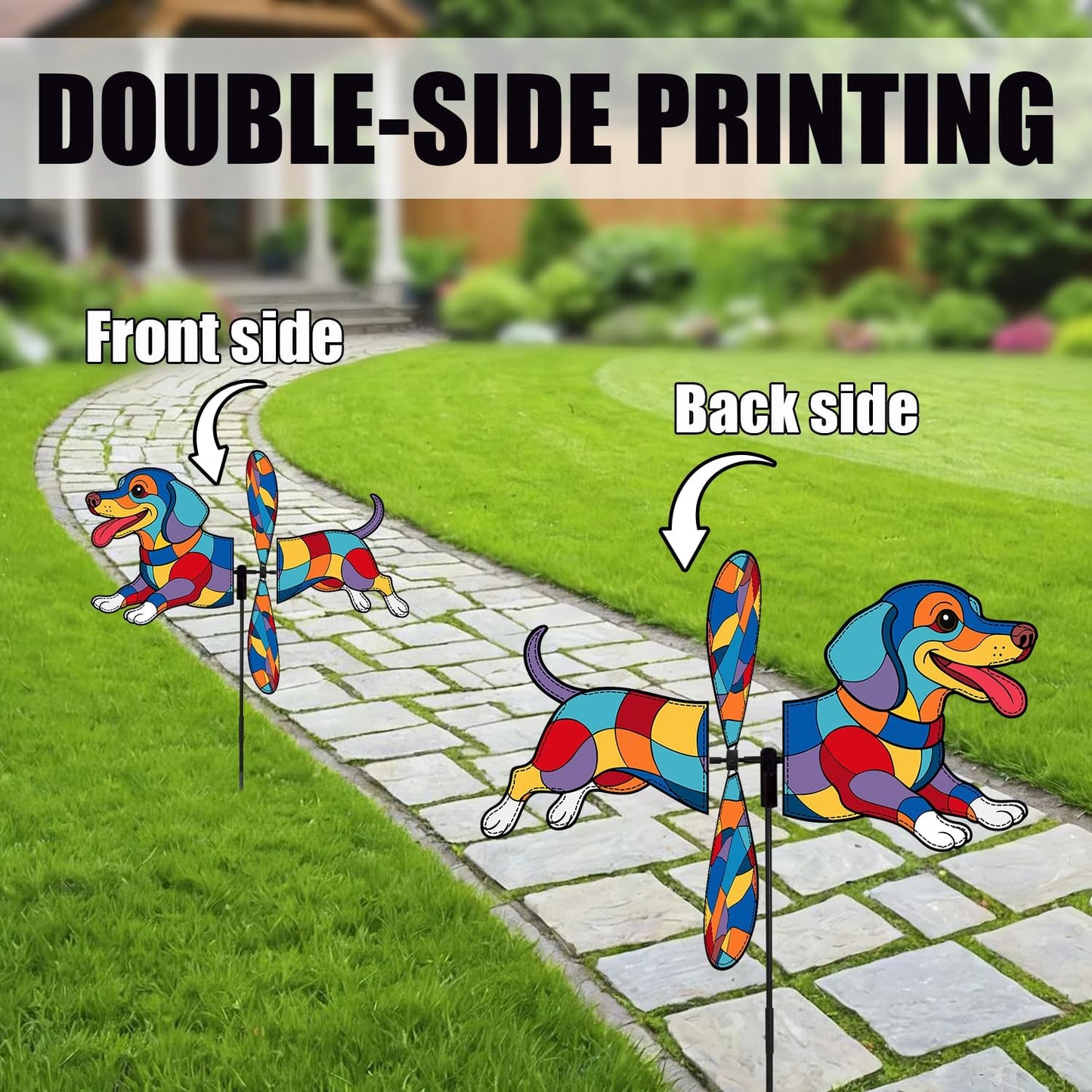 Dachshund Petite Spinner Outdoor, Dachshund Dog Wind Spinner for Yard and Garden