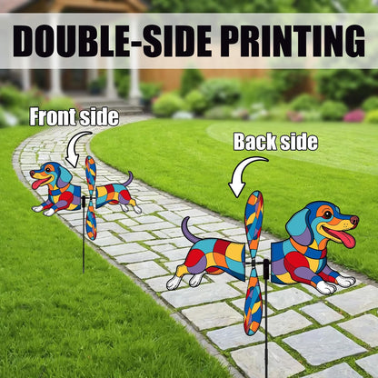 Dachshund Petite Spinner Outdoor, Dachshund Dog Wind Spinner for Yard and Garden