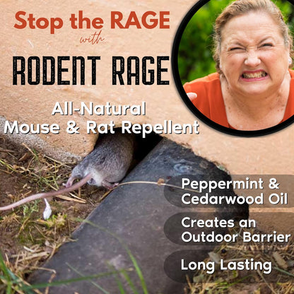 Rodent Rage Rat and Mouse Repellent; All-Natural Rodent Outdoor Barrier; Keeps Rats and Mice Out of Your Spaces