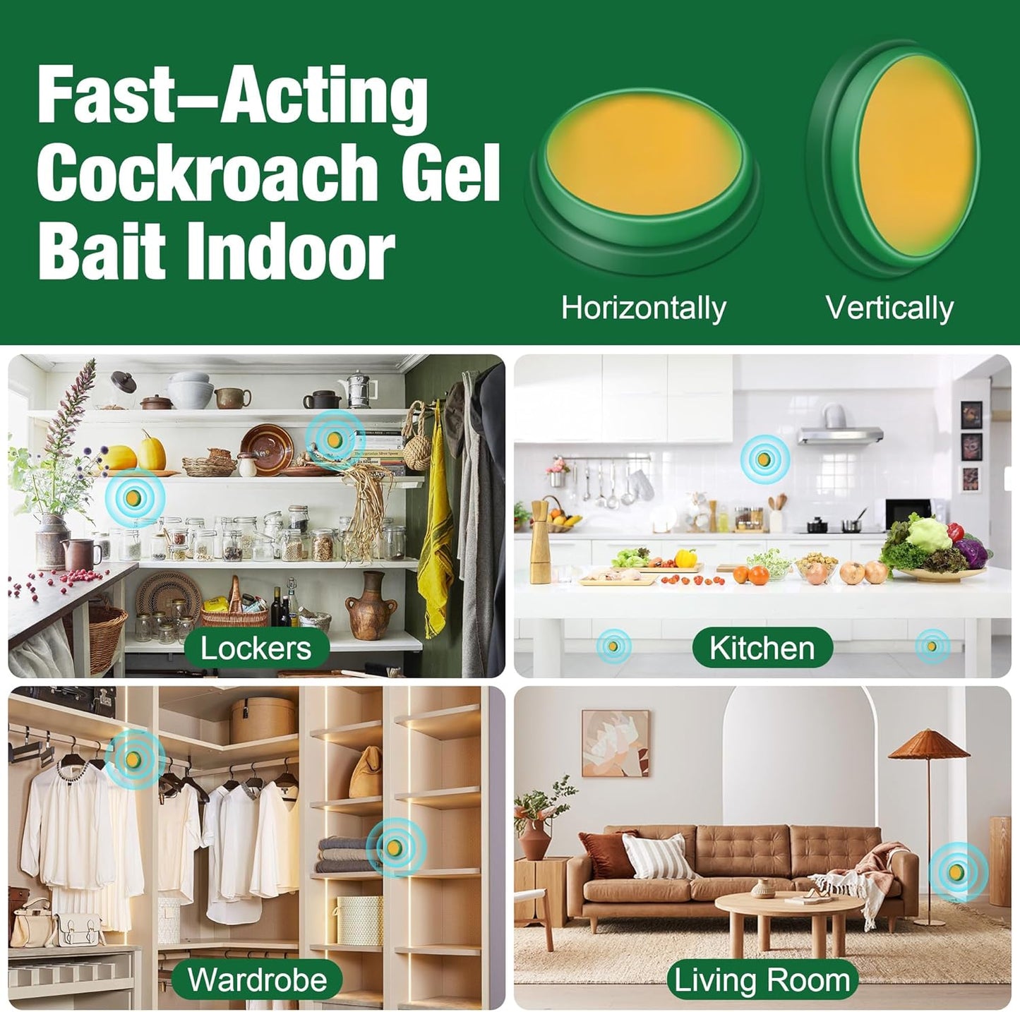 48 Pack Cockroach Gel Bait & Roach Killer Indoor for Home, Powerful Roach Repellent Bait Trap Infestation Solution, Easy to Use Cockroach Deterrent Indoor Outdoor for Kitchen Home RV Corner Pet Safe
