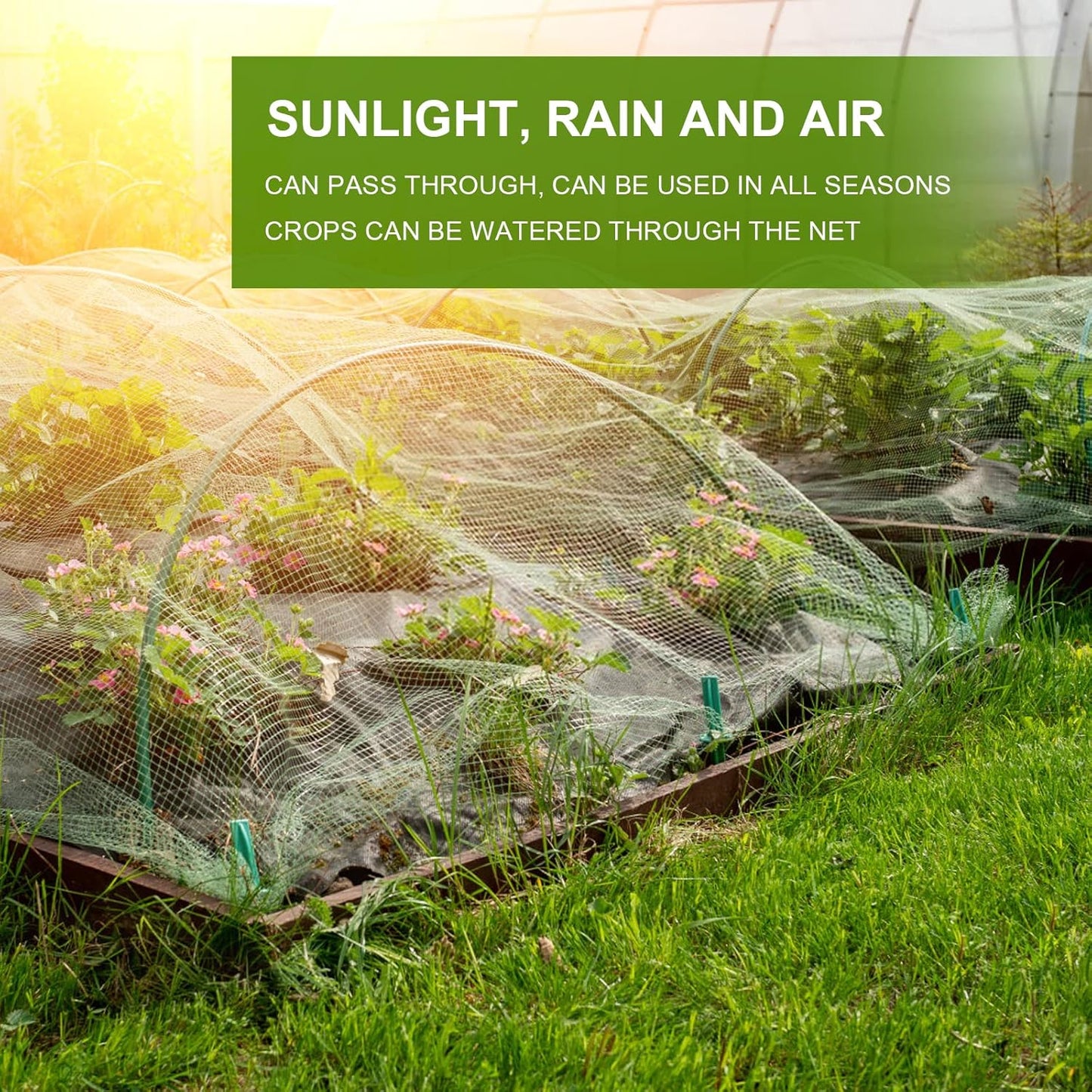 Garden Netting, Cookmaster 10x33FT Plant Covers, Ultra Fine Mesh Protection Netting for Vegetable Plants Fruits Shrubs Flowers Tree Crops, Greenhouse Row Cover Raised Bed Barrier Screen Net