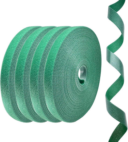 4 Rolls Plant Ties, Adjustable Garden Tape for Plant Twist Ties, Reusable Thicker Support for Growing Green Tape, Strong Grip, Tomato Vines Indoor Outdoor, 50 Ft X 0.47 Inch