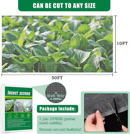 10 X 50 FT Garden Mesh Netting Pest Barrier for Raised Beds, Fruit Tree Netting for Cicadas, Bird Insect Nettings for Gardening, Blueberry Bush Strawberry Nettings Cover for Garden Protection