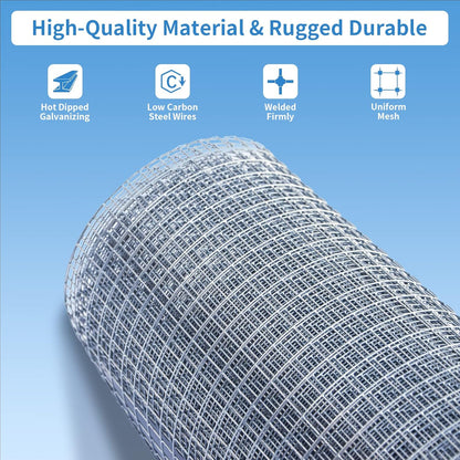 Hardware Cloth 1/2 Inch 48in X 100ft- Hot Dip Galvanized After Welding Wire Mesh Roll, 19 Gauge Chicken Wire Fencing for Garden Fencing Chicken Coop Wall Decoration Tree Guard Hardware Mesh
