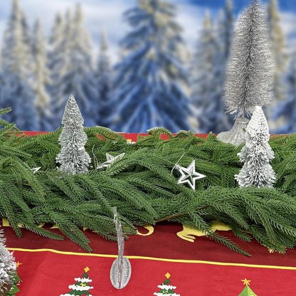 9FTClassicNorfolkGarland, Real Touch Norfolk Garland - Artificial Christmas Garlands Green Norfolk Pine Needles Garland for Fireplace Table Stairs Mantlegarlands Window Indoor/Outdoor Home Decor