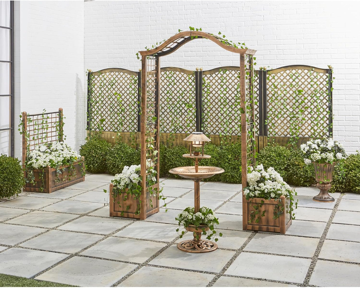 BrylaneHome Outdoor Weatherproof Polypropylene Set of 2 Trellis Fence for Climbing Plants Garden 54" H - White
