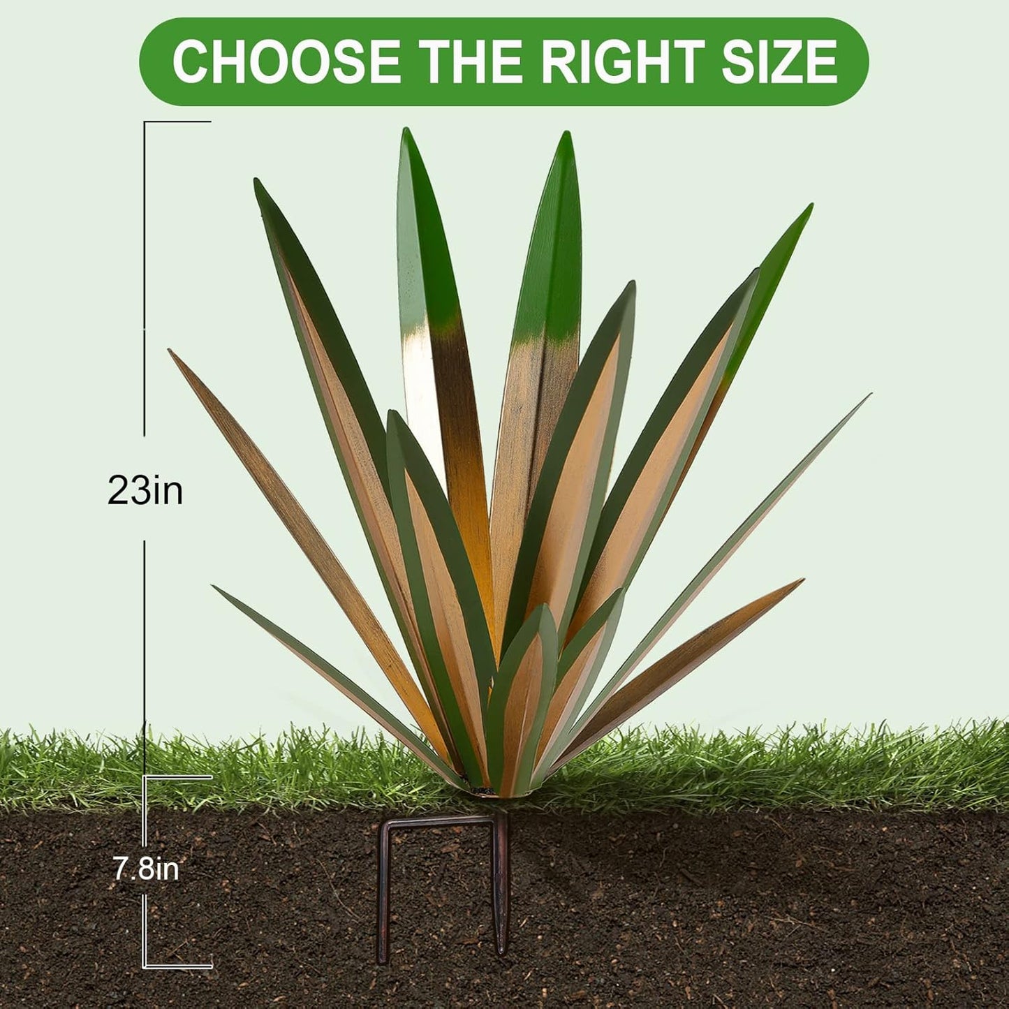 Homight Large Agave Sculpture Rustic Metal Agave Plant Outdoor Interior Decoration Outdoor Lawn Decoration Yard Wooden Posts Matching Garden Suitable for Patio