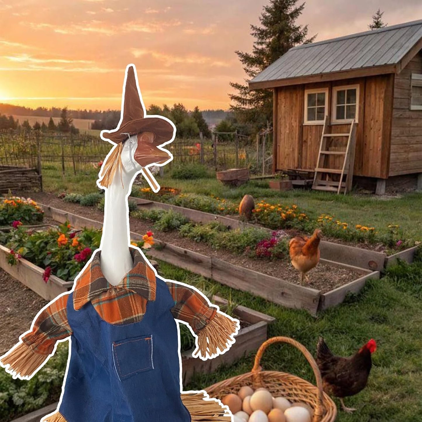 Porch Goose Outfits for 23" Plastic Porch Goose Scarecrow Outfit Goose Clothes for Cement Goose for Indoor Outdoor Garden Yard Lawn Patio Art Decor(DCR)