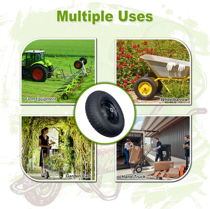 2-Pack 4.80/4.00-8" Pneumatic Wheelbarrow Wheel and Tires with 3"- 6" Center Hub and 3/4" Bushings for Wheelbarrow and Yard Cart Garden Wagon, Black