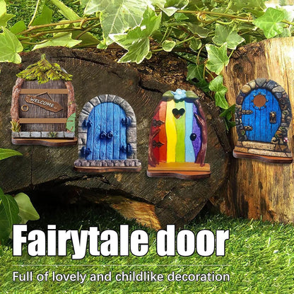 Enchanted Fairy Door for Tree Trunks - Weather-Resistant Miniature Garden Decor, 6-Piece Whimsical Outdoor Accessory Kit for Kids & Fantasy Enthusiasts (Fairy Tale Style-2)