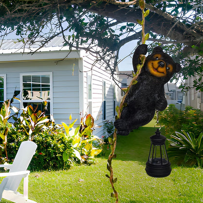 Solar Garden Decor Outdoor Statues-Resin Raccoon Climbing Vine & Squirrel Figurine with LED Light, Waterproof Hanging Animal Figurine with Hook for Patio, Yard, Home Decor Gift (Raccoon)