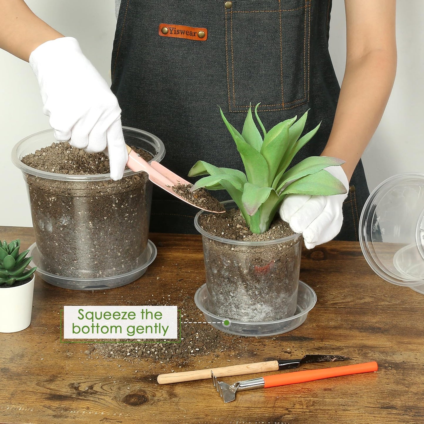 FUIJOL 4/5/6/7 Inch Clear Nursery Pots for Plants with Sacuers 20 Pack, Plastic Flower Pots with