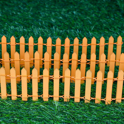 Mini Fairy Garden Fence, 35.5x2 Inch Cuttable Small Wood Picket Fence, DIY Miniature Accessories Decoration for Dollhouse, Crafts, Vegetable Platter, Cake(Orange)