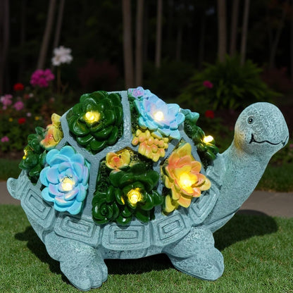 Solar Turtle Garden Statues with LED Lights, Outdoor Decor for Patio Yard Balcony - Unique Housewarming Birthday Gifts for Women Mom Grandma