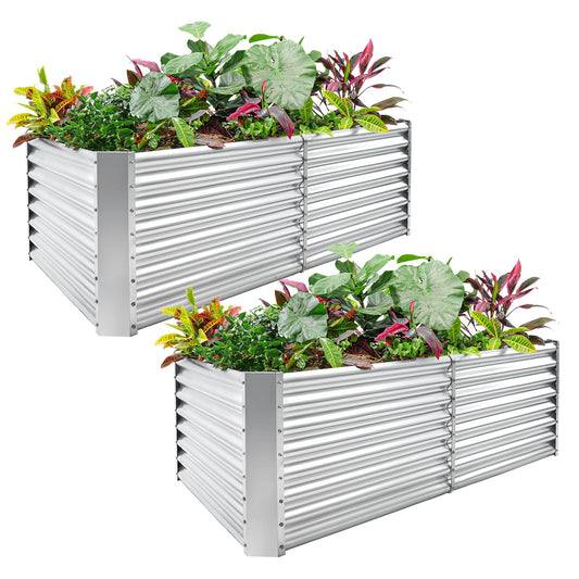 Land Guard 2 Pack 6×3×2 ft Galvanized Metal Raised Garden Bed, 2FT Deep Root Elevated Planter Box
