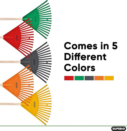 Leaf Rake, Orange Kid Size Leaf Collector, Bulk Pack Gardening Rake, 24-Pack Plastic Rakes with Wood Handle, by Superio