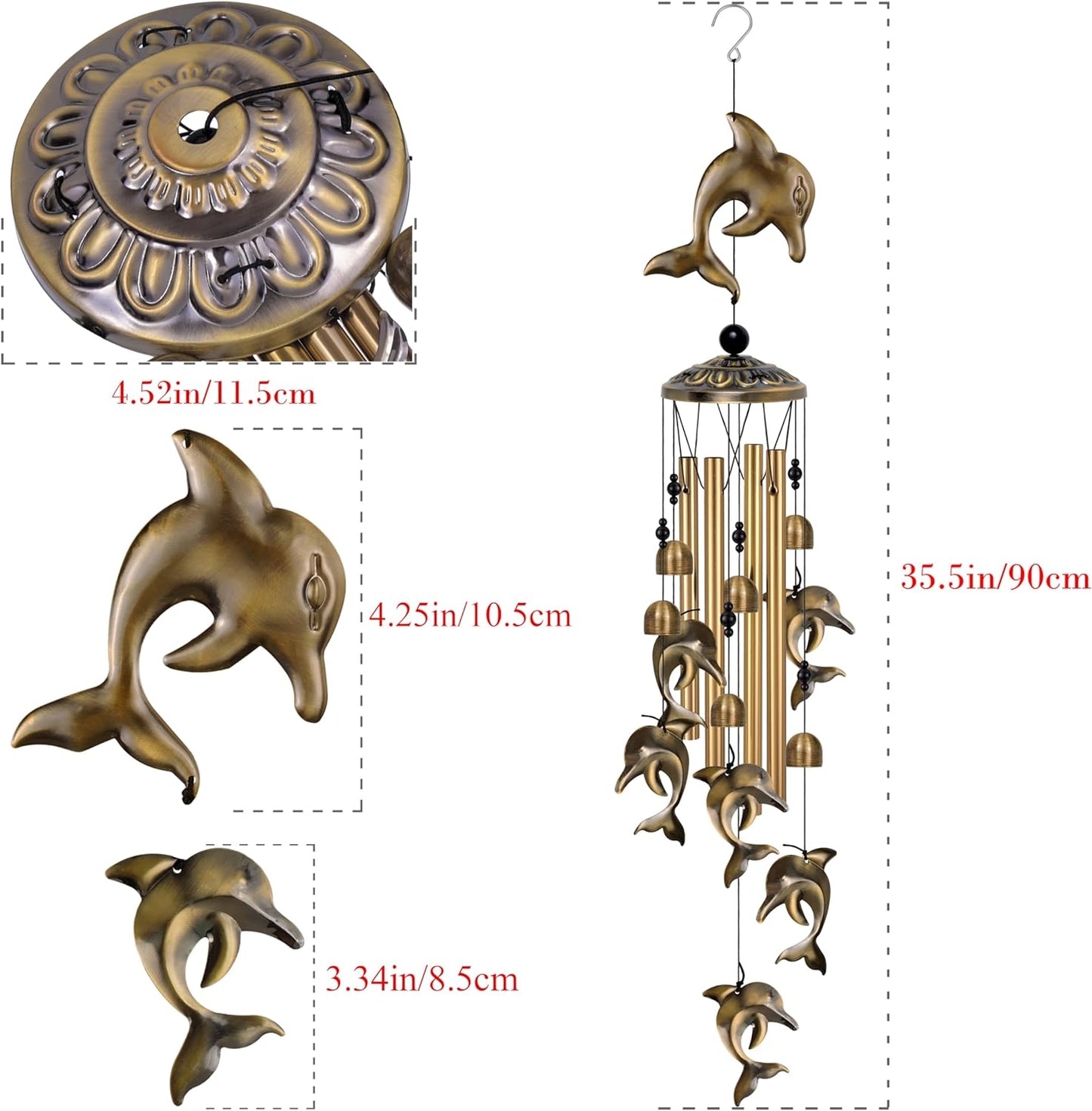 Dolphin Wind Chimes Decor, Mobile Blessing Wind Bells Decorate, Sympathy Wind Catcher, Memorial Gifts for Mom, Grandma, Woman (Housewarming/Outside/Indoor/Home/Room/Porch/Yard/Garden Decoration)