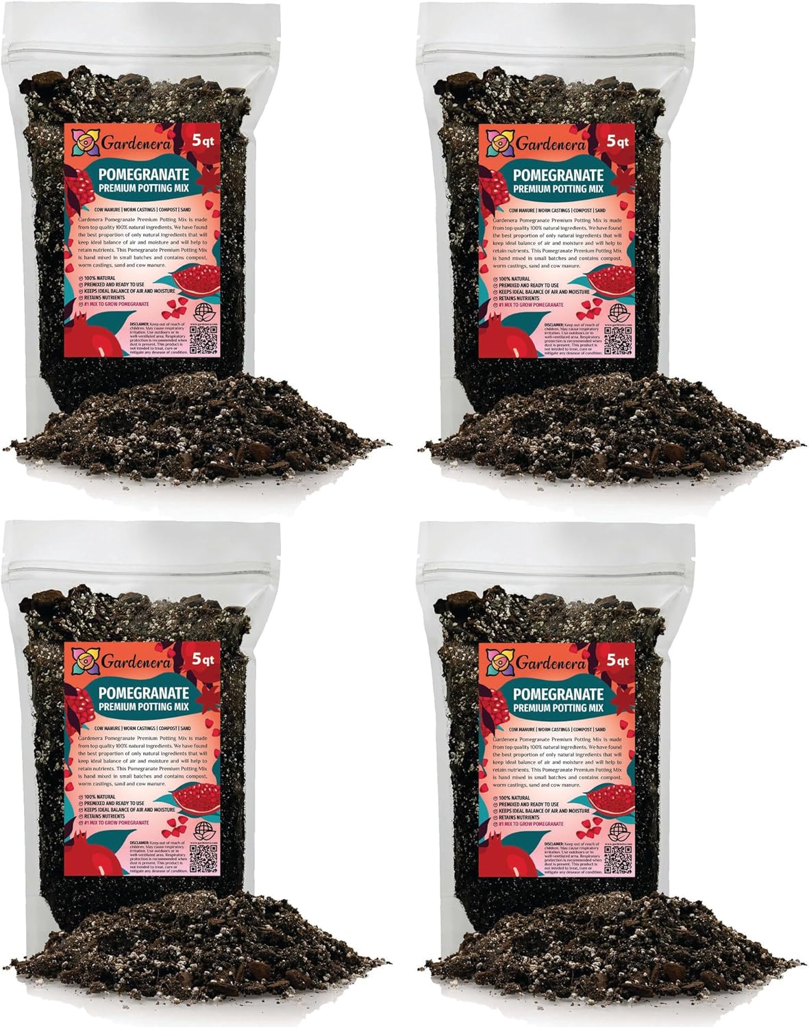 GARDENERA Premium Pomegranate Potting Soil Mix - Perfect Balance of Nutrients, Drainage, and Aeration for Thriving Pomegranate Trees - 20 Quart
