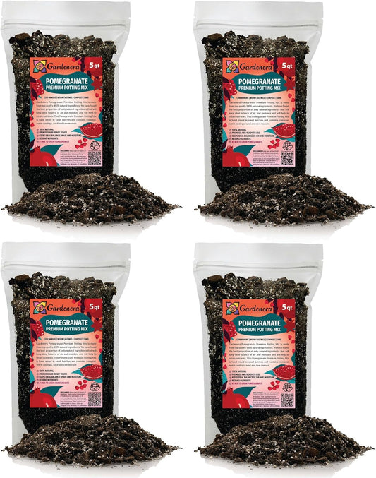 GARDENERA Premium Pomegranate Potting Soil Mix - Perfect Balance of Nutrients, Drainage, and Aeration for Thriving Pomegranate Trees - 20 Quart