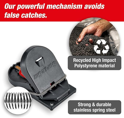 SWISSINNO Mousetraps & Mice Trap for Home - PRO SuperCat - 2 Traps – Pre-Baited Snap Traps with Precision Trigger – Instant Catch & Kill – Indoor & Outdoor Use – Easy Set No-Touch Disposal