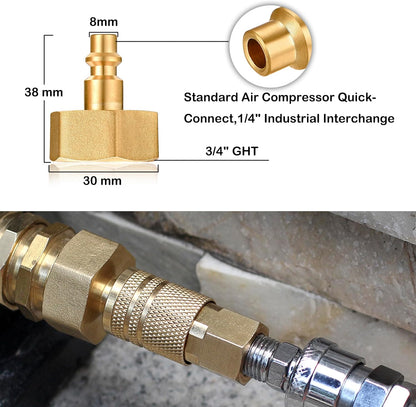 RV vent plug prevent freezing in winter helps drain water from water pipes, suitable for camping RVs, boats, garden hoses, water pipe Blow Out Plug brass quick connector (female)