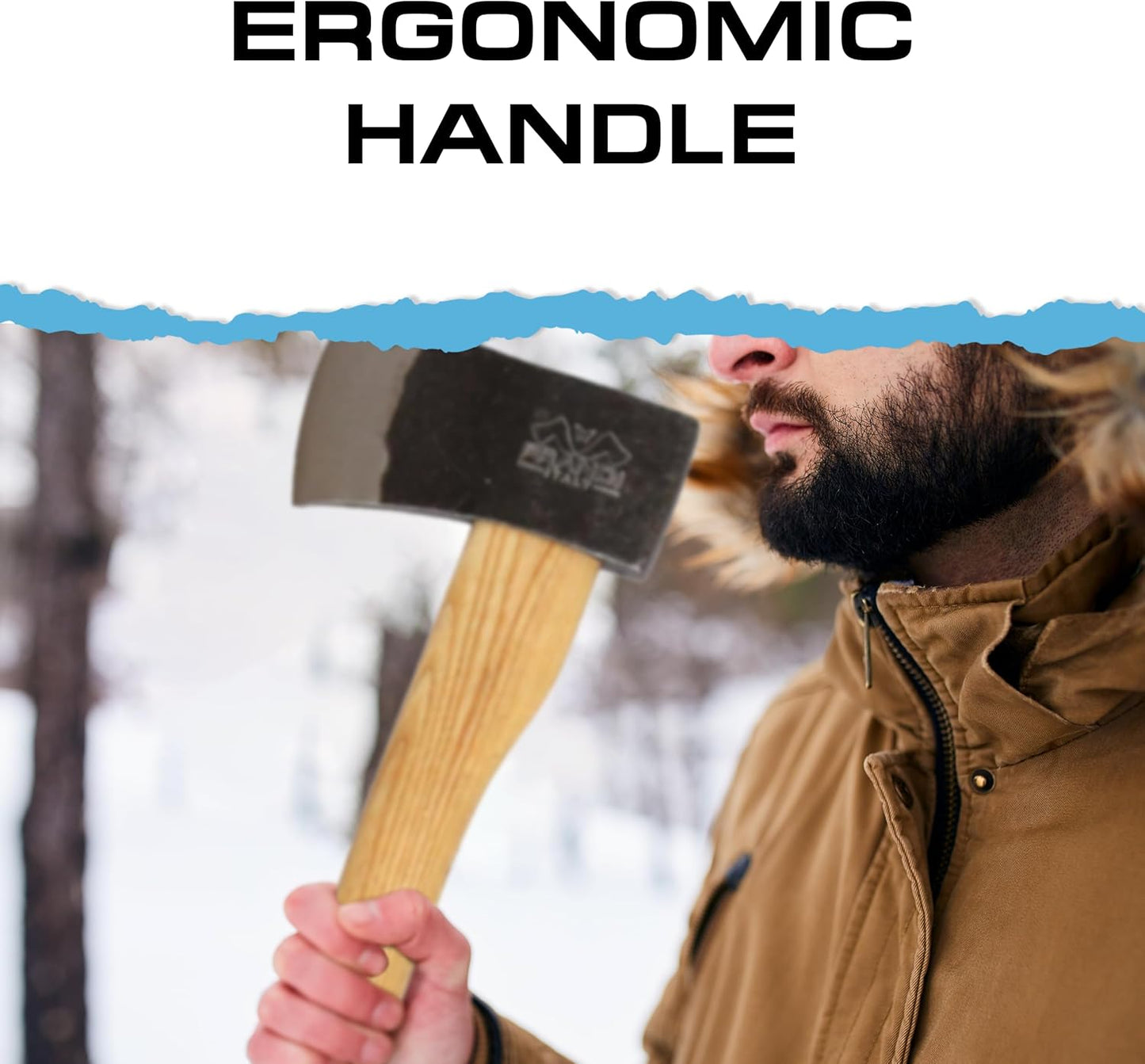 Prandi Axes Yankee C45 Forged Carbon Steel Hatchet - Hickory Handle with Leather String - Ideal for Firewood, Splitting, and Chopping - 35.43" L x 7.95" W, 1800g Head 3.086.18.TH