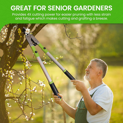 Garden Guru Extendable Anvil Lopper Tree Trimmer with Compound Action, Chops Thick Branches with Ease, 28-40”, Non-Stick High Carbon Steel Blade, Heavy Duty Branch Cutter, 2 Inch Clean Cut Capacity, 2