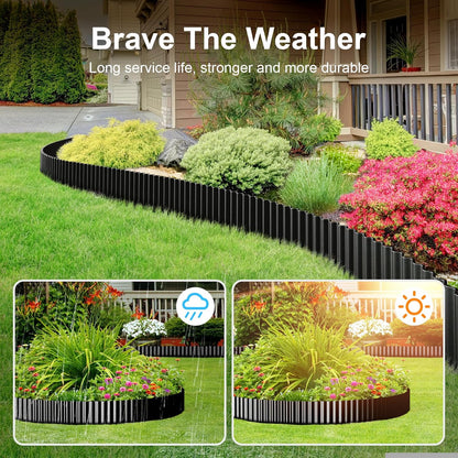 Land Guard Corrugated Garden Edging Border, 6"×25' Landscape Paver Edging, Tall Landscape Edging, Fence for Garden, Flower Bed, Lawn and Landscape Edging (Black)
