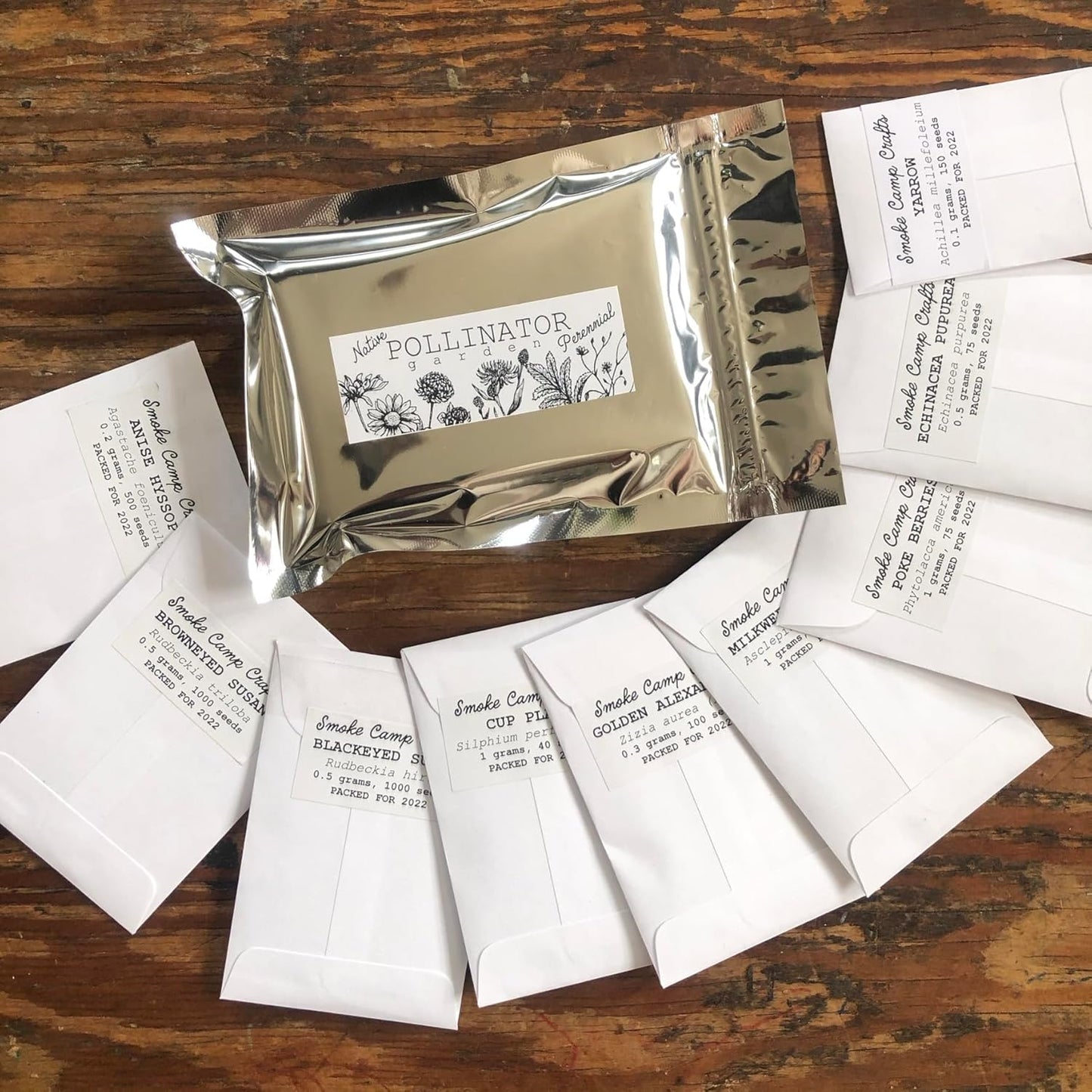 Pollinator Seed Kit, 3,000 Seeds, Perennial Wildflower Seeds, Colourful Flower Garden Seeds, 9 Seed Packets - Smoke Camp Crafts